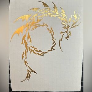 Tribal Dragon car decal in gold color weatherproof vinyl